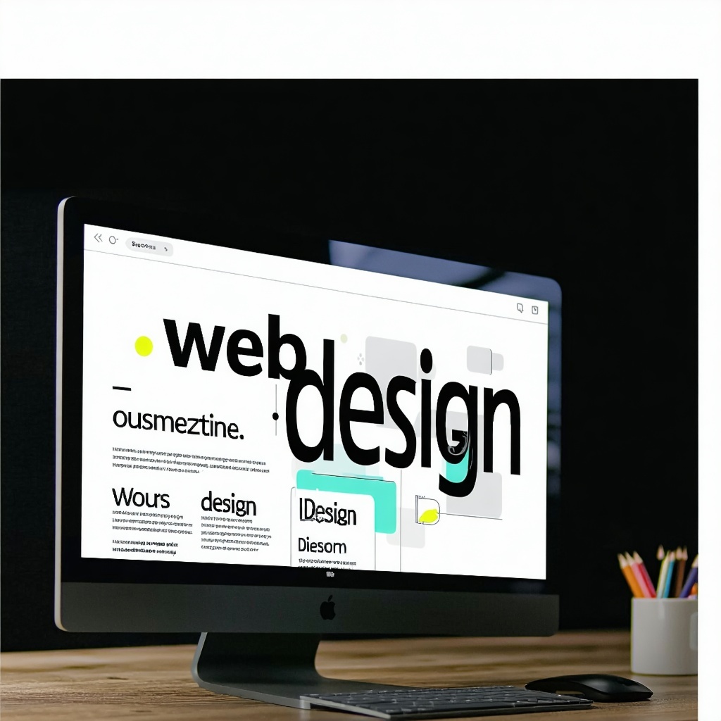 a desktop screen with a website open and web design written on the screen