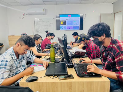 Dice academy students working