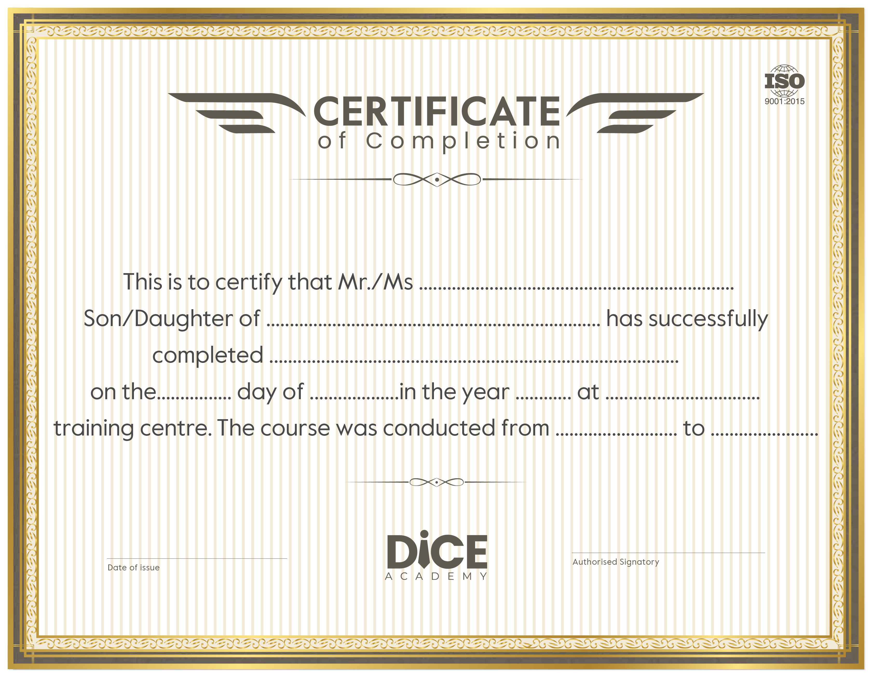 Digital Marketing Course Certificate